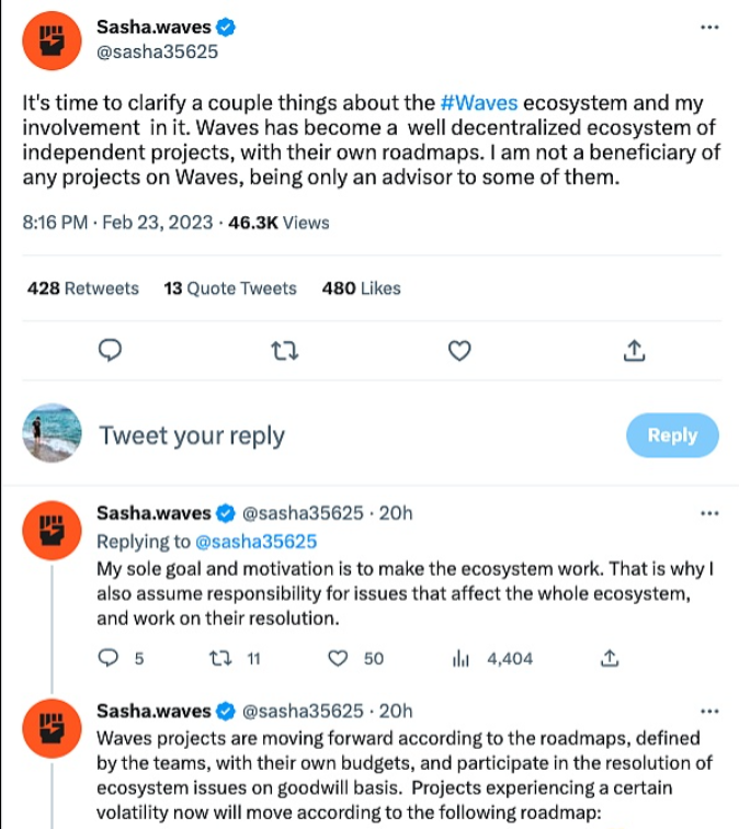 Waves已经成为一个由独立项目组成的去中心化生态系统，有自己的路线图