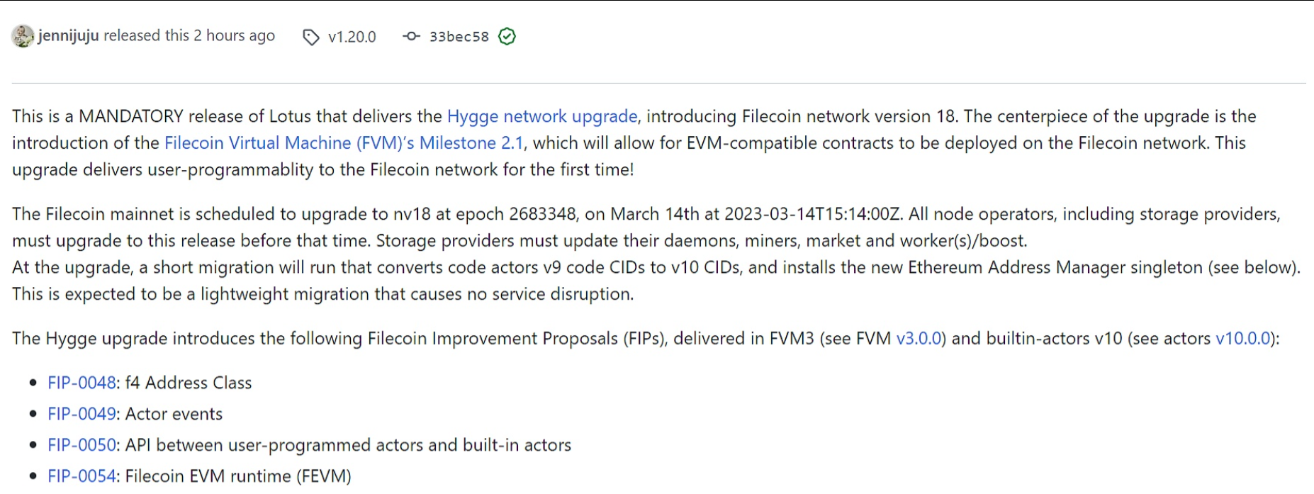 Filecoin网络将进行V18升级（Hygge Network Upgrade）