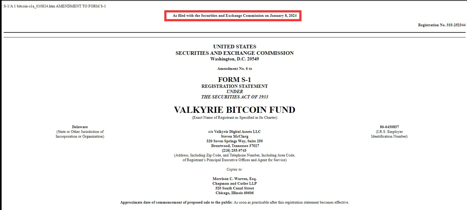 WisdomTree提交比特币现货ETF S-1更新文件