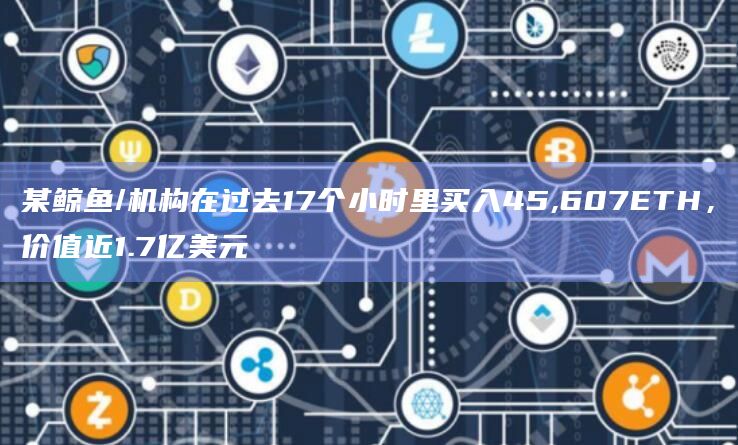 某鲸鱼/机构在过去17个小时里买入45,607ETH，价值近1.7亿美元