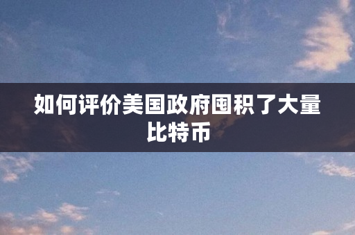 如何评价美国政府囤积了大量比特币