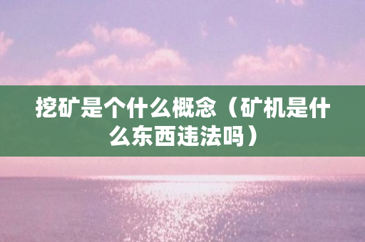 挖矿是个什么概念（矿机是什么东西违法吗）