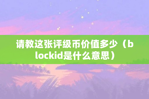 请教这张评级币价值多少（blockid是什么意思）
