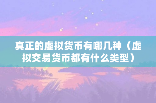 真正的虚拟货币有哪几种（虚拟交易货币都有什么类型）