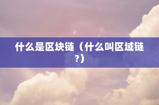 什么是区块链（什么叫区域链?）
